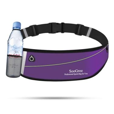 Imagem de SooGree Pochete fina de corrida para mulheres e homens, suporte para garrafa de água, pochete de hidratação, mochila esportiva à prova d'água com faixa refletiva, bolsa de cinto para corrida, ciclismo