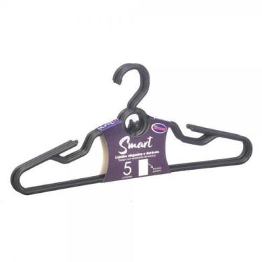 Imagem de Kit c/50 unid cabide smart preto avulso - Plasticos Santana