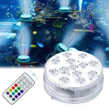 Imagem de Luminária Piscina LED Pilha RGB Colorida SubAquática Controle Remoto V