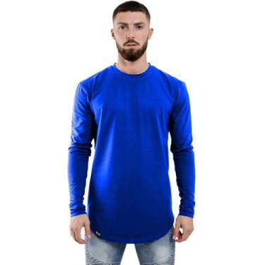 Imagem de Camisa Masculina Manga Longa Longline Swag Oversized Top sem Capuz Con