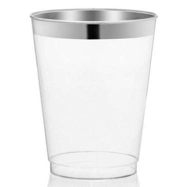 Imagem de KIT 120 COPOS 300ml Descartáveis de Luxo em Plástico Prata - udlandia