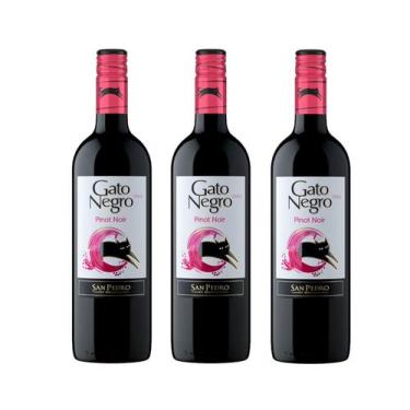 Imagem de Kit Vinho Gato Negro Pinot Noir Tinto Seco 750ml 3 unidades