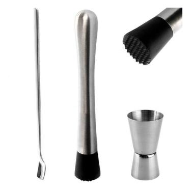 Imagem de Colher Socador Dosador Coquetel Drink Caipirinha Barman Inox - Clink, 