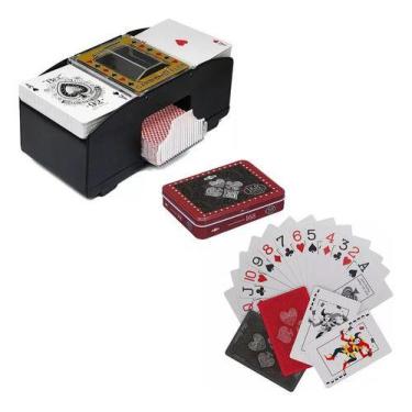 Imagem de Embaralhador Misturador Automático + Baralhos Cartas Truco - Kadê