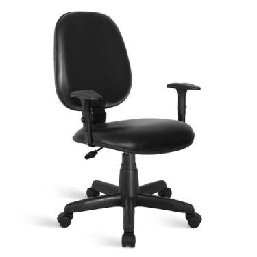 Imagem de Cadeira Ágata Gerente Gir Braço Regulável Revestimento Sintético Preto