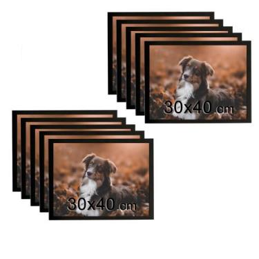 Imagem de Kit 10 Porta Retratos C/vidro 30x40 Moldura Preta para fotos, diploma 