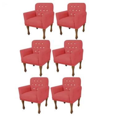 Imagem de Kit 06 Poltrona Cadeira Decorativa  Mona Luxo com Strass Sala de Estar