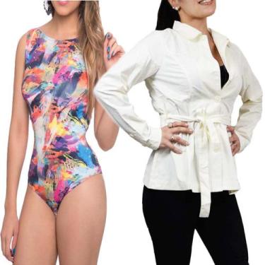 Imagem de Kit Feminino Body Lupo Loba Trend Regata + Casaco Trench Coat, M, Rosa