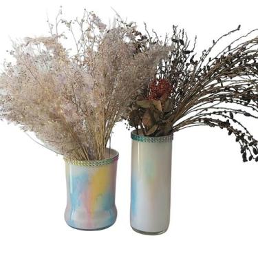 Imagem de Kit Vaso Vidro Colorido Flores Decoração Sala, Mesa 02 unid. - Mulher 