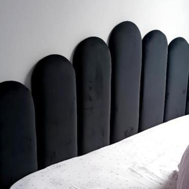 Imagem de Kit Cabeceira Modular Nuvem Estofada Sued Cama Box Casal Queen king So