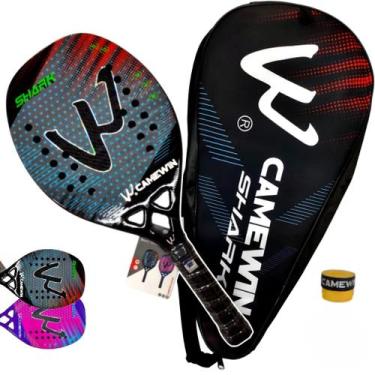 Imagem de Raquete Beach Tennis Camewin Full Carbon 3K - Shark Cinza