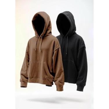 Imagem de Kit 2 Moletom Masculino Feminino Blusa Casaco Canguru Capuz-Unissex