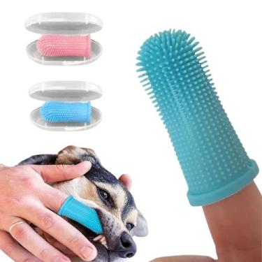 Imagem de Escova de dentes para pet dedo silicone maleável cachorro gato limpeza