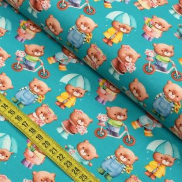 Imagem de Tecido Estampado para Patchwork - Ursinhos No Jardim (0,50x1,40) - Fab