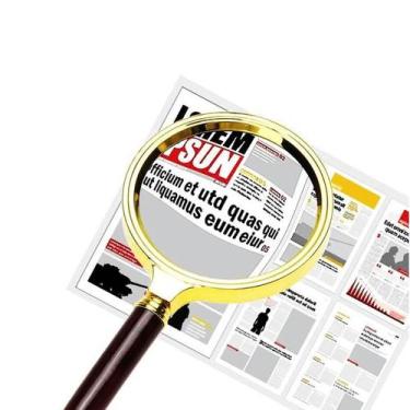 Imagem de Lupa Com Aumento Zoom 10x 80mm Para Leitura Design Dourado - MF80 - Ji