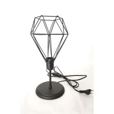 Imagem de Luminária de mesa Abajur retrô Haste aramado diamante preto - SL Ilumi