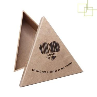 Imagem de Caixa Decorada Formato Triangulo em MDF Cru com Tampa 15X13X5 Presente