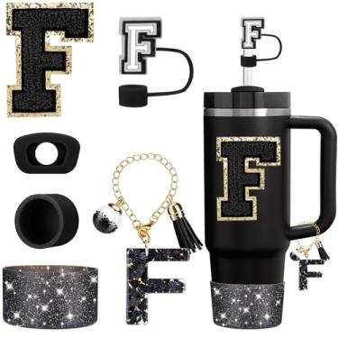 Imagem de Mity rain Conjunto de 6 peças de acessórios para copo Stanley Cup 850 g 1,134 g copo com alça, acessórios pretos incluindo topo de palha, bota, tampa à prova de derramamento, pingente de alça, adesivo