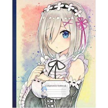 Imagem de Composition NoteBook: Rem Re Zero Ram Kanjii D71, 8.5x11 Inches - 110 page Notebooks For Girls Anime Office Supplies For Children Girls Vintage Style School Students College Ruled