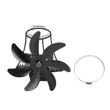 Imagem de Ventilador de fogão a lenha Vomeko, ventilador de lareira de tubo, ventilador de fogão de 7 lâminas, ventilador de lareira pendurado na chaminé, motores silenciosos de chaminé (Preto)