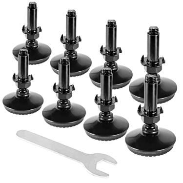 Imagem de Zernmiarder Pés niveladores ajustáveis M10 com porca em T de 4 pontas, niveladores de perna de borracha Niveladores de móveis resistentes com rosca de 5 cm de comprimento para elevação de cadeira de