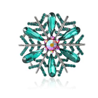 Imagem de Alfinetes delicados de strass floco de neve para mulheres homens CZ cristal flores de inverno alfinetes de lapela roupas elegantes saia vestido corpete distintivo família Natal casamento aniversário
