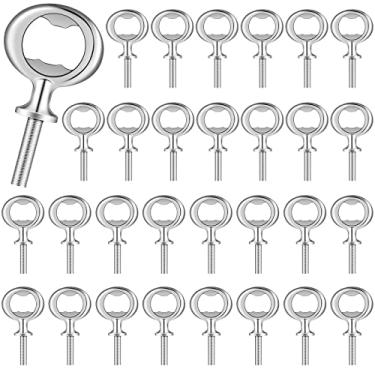 Imagem de Kit abridor de garrafas de metal abridor de garrafas em branco de aço inoxidável abridor de garrafas inserções ferragens para o dia dos namorados festa de vinho de casamento DIY projeto artesanato torneamento de madeira (prata, 30 peças)