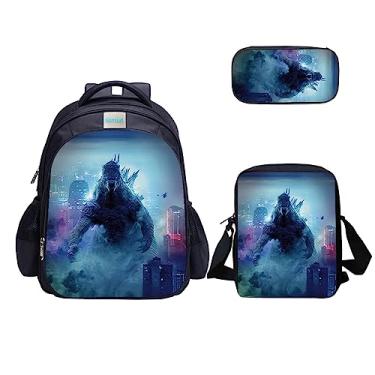 Imagem de MATMO Conjunto de mochila e lancheira de dinossauro monstro para meninos, mochila bolsa de ombro estojo de lápis (conjunto de mochila de dinossauro monstro 23-4)