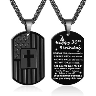 Imagem de DuoDiner Colar de presente de aniversário para homens, meninos, pai, filho, irmão, marido, avô, neto, 10, 13, 16, 18, 21, 30, 40, 50, 60 anos, aniversário, presentes de Natal, Medium, Aço inoxidável,