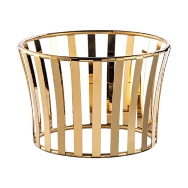 Imagem de Fenteer Placa de bolo de bolo oca Base metálica Fruta Rack rack racker à prova de ferrugem Decorativa versátil bandeja de alimentos Suporte de placa para casa , Ouro, Médio