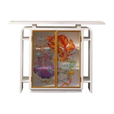 Imagem de Armário de entrada para mesa de entrada, armário de armazenamento de aparador, gabinete de destaque vintage, gabinete de console de servidor buffet de 2 portas para cozinha, sala de jantar, sala de