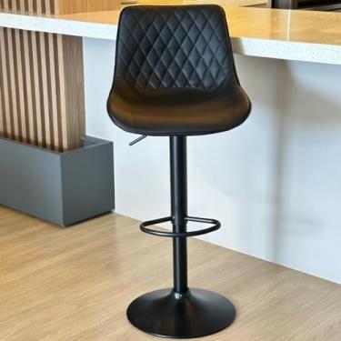 Imagem de Banqueta Alta Giratória Cozinha Bar Balcão Bancada Encosto (Preta)