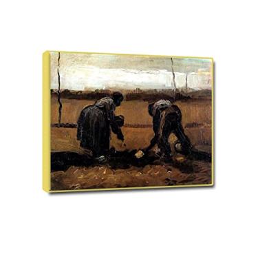 Imagem de JZSDGB Famosa arte de parede pinturas a óleo de Van Gogh sobre tela - reprodução de 'camponesa e camponesa' impressões em tela e pôsteres - impressão de imagem de paisagem em tela para decoração de