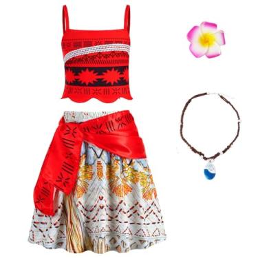 Imagem de Yabijiojio Fantasia de Moanaa Moanaa para meninas, fantasia de princesa para festa de aniversário, cosplay, roupa de Halloween, 3-4 anos