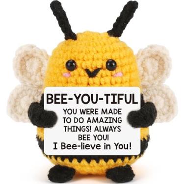 Imagem de LEJIAJINW Inspirational Emotional Crochet Bee Gifts for Women Wife Mom Grandma Sister Friend Coworker Female Affirmation Cheer Up Gifts for Her on Valentines White Elephant Birthday Mothers Day