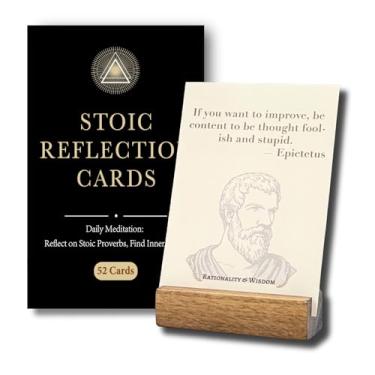 Imagem de 52 cartões diários de afirmação estoica para homens e mulheres – decoração de escritório estoicismo, presentes de filosofia inspiradora, citações motivacionais diárias para acessórios de mesa