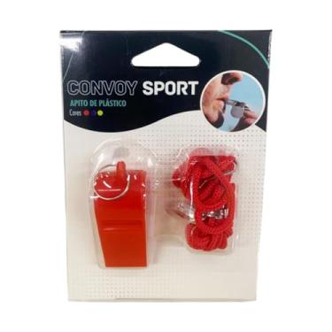 Imagem de Apito Juiz Futebol Árbitro Som Alto Com Cordão - Vermelho