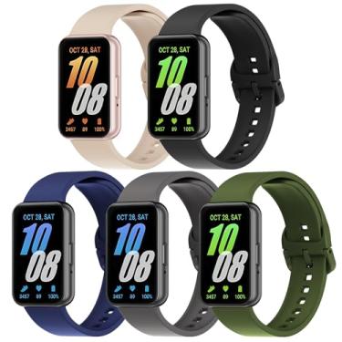 Imagem de Pacote com 5 pulseiras de silicone compatíveis com Samsung Galaxy Fit 3, macia, ajustável, esportiva, respirável, pulseira de reposição para smartwatch Galaxy Fit 3 SM-R390