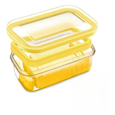 Imagem de Porta Manteiga e Fatiador 2 em 1Tampa Antiderrapante com Vedação Hermética de 11mm para Armazenar Queijo, Frios e Manteiga