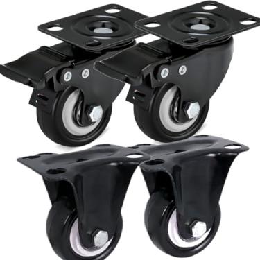 Imagem de Kit 4 Rodinha para Moveis Rodizio Roda Reforcada Com E Sem Trava 50mm 400kg(Preto)
