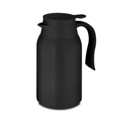 Imagem de Garrafa De Café Térmica em Aço Inox Com Parede Dupla 1 Litro, Tampa Sistema Anti-Vazamento Vedado em Silicone Corta Pingo e Alça Ergônomica Para Transporte e Práticidade (Preto)