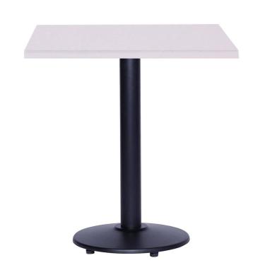 Imagem de Mesa Zeta Ferro Preto 75 cm (Alt) Disco Redondo Tampo MDP Quadrado 60 cm (Larg) x 2,50 cm (Alt) Branco