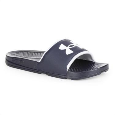 Imagem de Chinelo Under Armour Slide Daily Azul Marinho e Branco - Masculino, 41