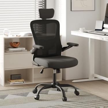 Imagem de FitStand Cadeira de escritório ergonômica, cadeira giratória para computador, cadeiras de mesa de escritório em casa, com suporte lombar 2D/encosto de cabeça 2D/resistente de 113 kg, almofada de