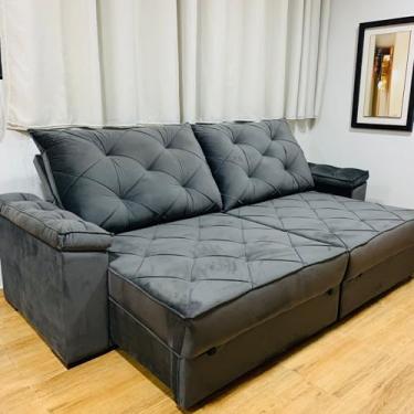 Imagem de Sofá Modelo Everest Retrátil Com Molas Ensacadas 2,30m Cinza