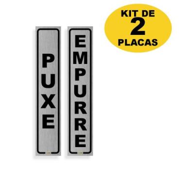Imagem de Placa Puxe Empurre Vertical 4x20cm  - Placa Forte