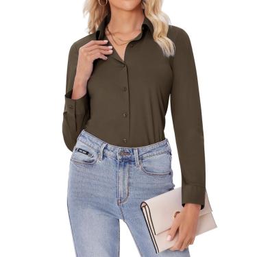 Imagem de Camisa de botão siliteelon para mulheres, marrom café, média