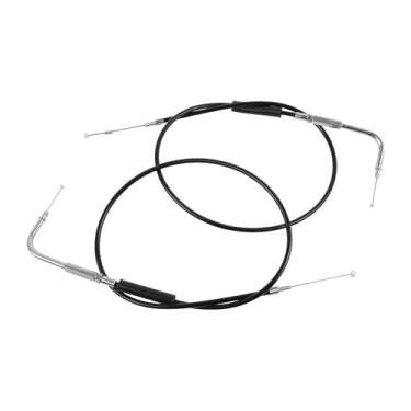 Imagem de LOOBOR Cabo de acelerador de 130 cm 130 cm de aço inoxidável trançado kit de cabo ocioso do acelerador compatível com Harley Sportster XL 883 1200 Dyna Softail