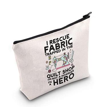 Imagem de POFULL Presente acolchoado I Rescue Fabric Trapped in the Quilt Shop Bolsa com zíper para mulheres presente de costureiras, Bolsa de tecido I Rescue Trapped, 0