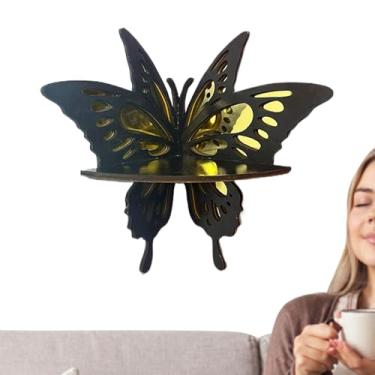 Imagem de Prateleiras flutuantes de canto, prateleiras de parede de canto - Borboleta de prateleira de parede flutuante | Rack de suporte de retro para o quarto do escritório da decoração da garagem do banheiro
